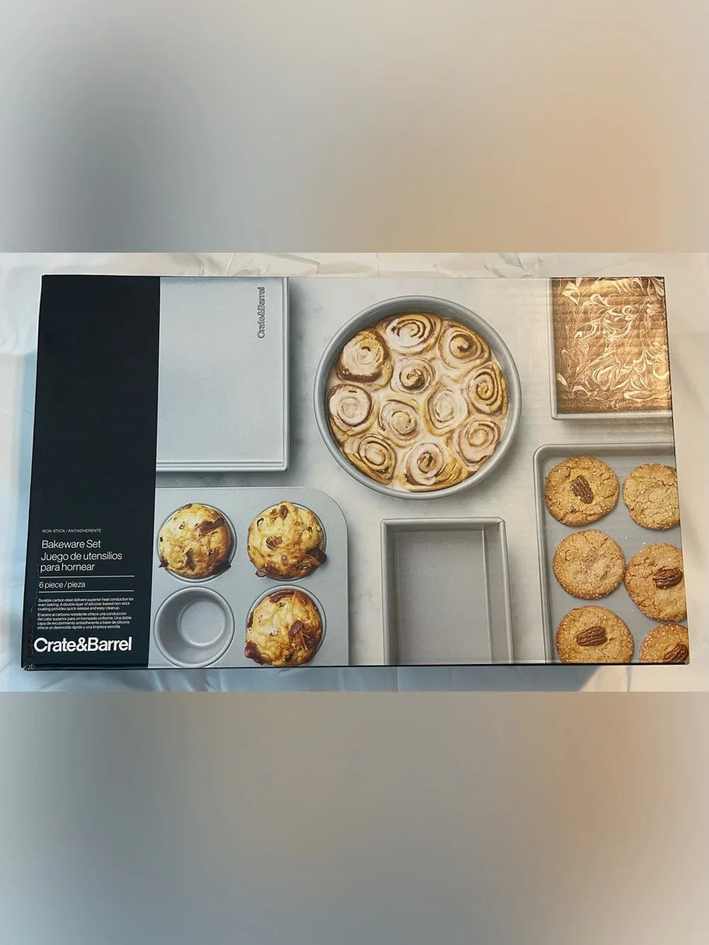 Crate & Barrel Silver 6-Piece Silver Silicone Nonstick Bakeware Set